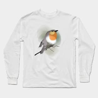 A little bird perching on a branch Long Sleeve T-Shirt